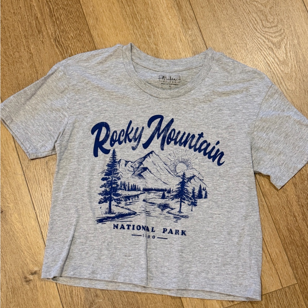 ⭐️4 for $20 Milani Gray and Blue Rocky Mountain Tee